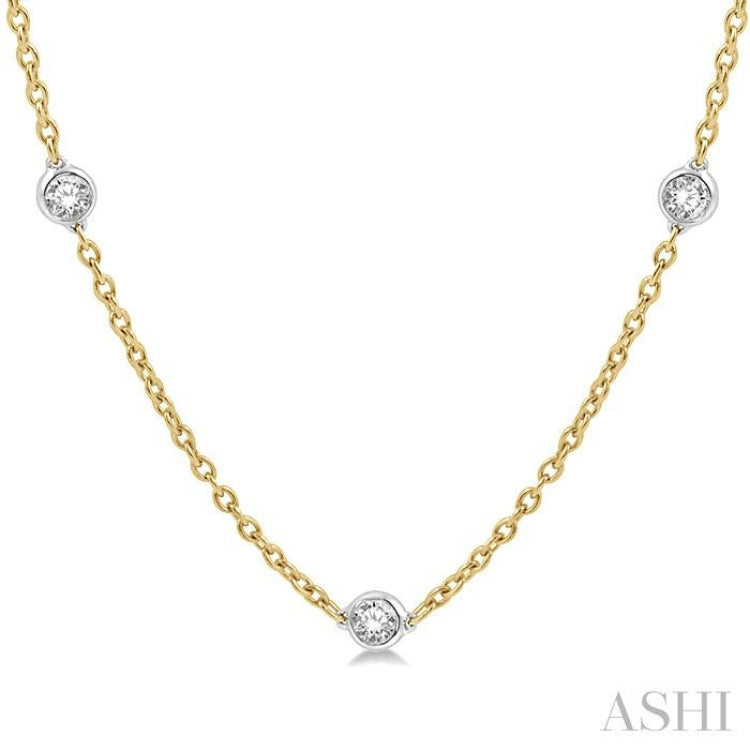 1 Ctw Round Cut Diamond Fashion Necklace in 14K Yellow and White Gold