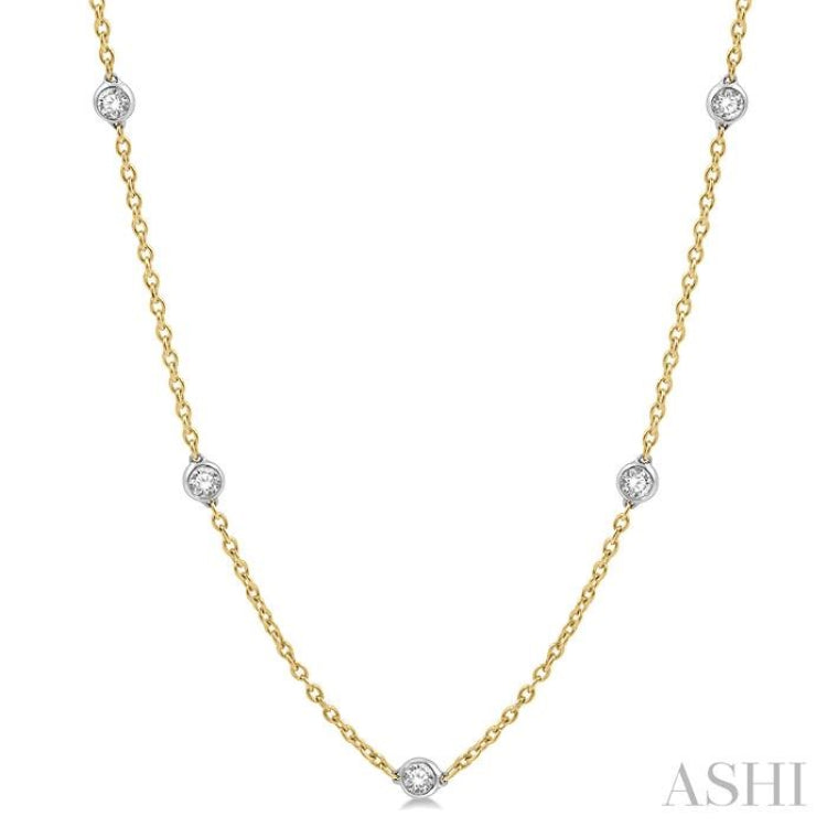 1 1/2 Ctw Round Cut Diamond Fashion Necklace in 14K Yellow and White Gold