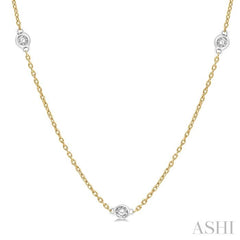 1/4 Ctw Round Cut Diamond Fashion Necklace in 14K Yellow and White Gold