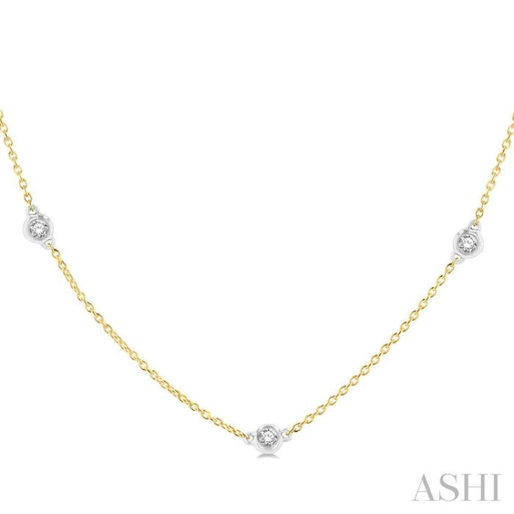 1/3 Ctw Round Cut Diamond Station Necklace in 14K Yellow and White Gold