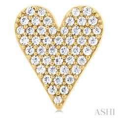 1/3 ctw Petite Heart Pave Set Round Cut Diamond Fashion Stud Earring in 10K Yellow Gold