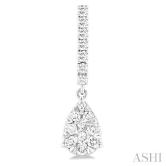 5/8 ctw Pear Drop Round Cut Diamond Earring in 14K White Gold