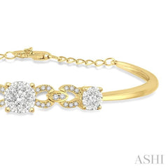 3/4 Ctw Round Cut Diamond Lovebright Bracelet in 14K Yellow & White Gold