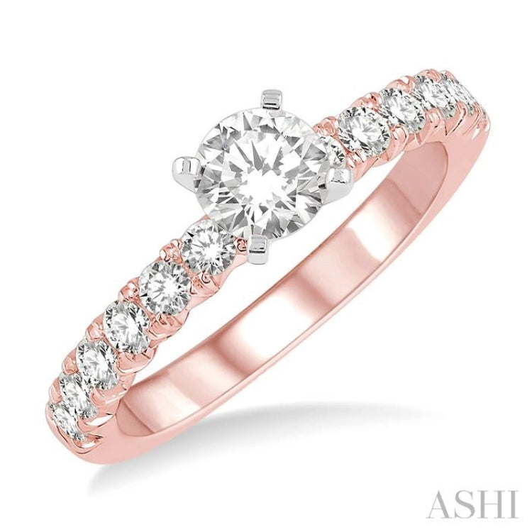 1/2 Ctw Round Cut Diamond Semi-Mount Engagement Ring in 14K Rose And White Gold