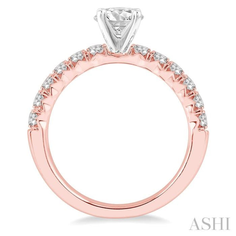 1/2 Ctw Round Cut Diamond Semi-Mount Engagement Ring in 14K Rose And White Gold