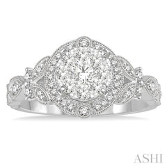 5/8 Ctw Diamond Lovebright Engagement Ring in 14K White Gold