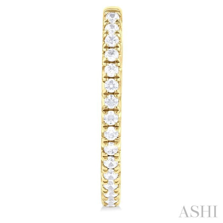 3/4 Ctw French Pave Set Round Cut Diamond Fashion Half Hoop Earring in 14K Yellow Gold