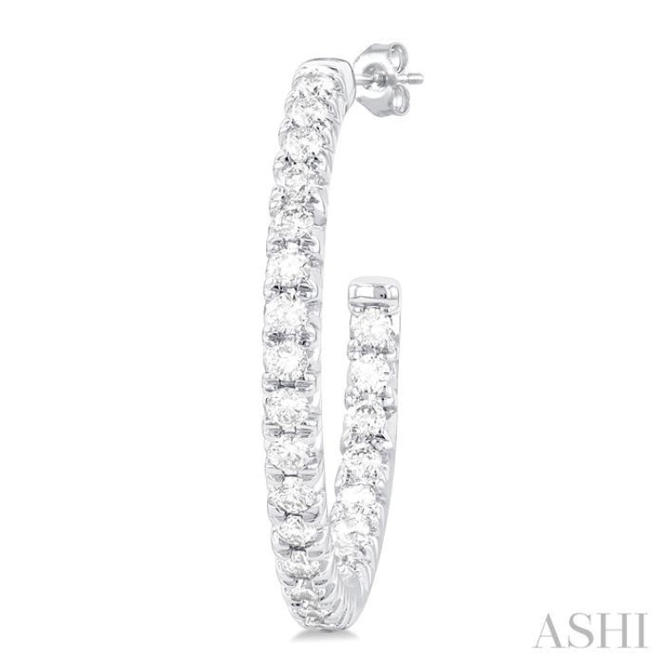 1/2 ctw French Pave Set Round Cut Diamond Fashion Half Hoop Earring in 14K White Gold