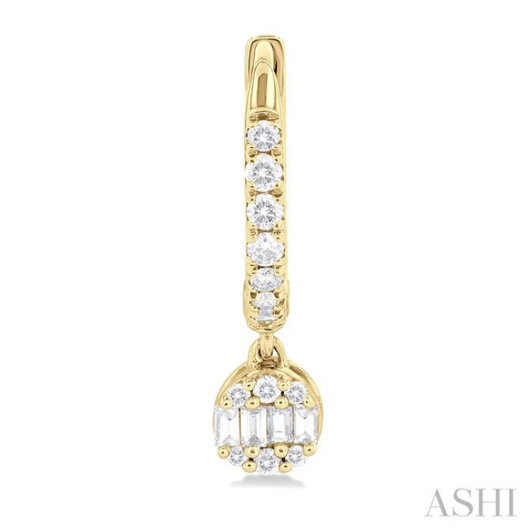 1/3 ctw Petite Round Shape Fusion Diamond Fashion Huggies in 10K Yellow Gold