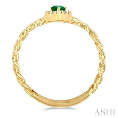 1/10 ctw Curb & Cuban Link 5x3 MM Pear Cut Emerald and Round Cut Diamond Halo Precious Ring in 10K Yellow Gold