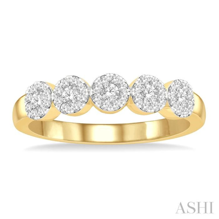 1/3 ctw 5-Stone Lovebright Round Cut Diamond Ring in 14K Yellow and White Gold