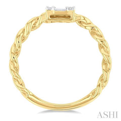 1/4 ctw Fusion Baguette and Round Cut Diamond Curb & Cuban Link Fashion Ring in 14K Yellow Gold