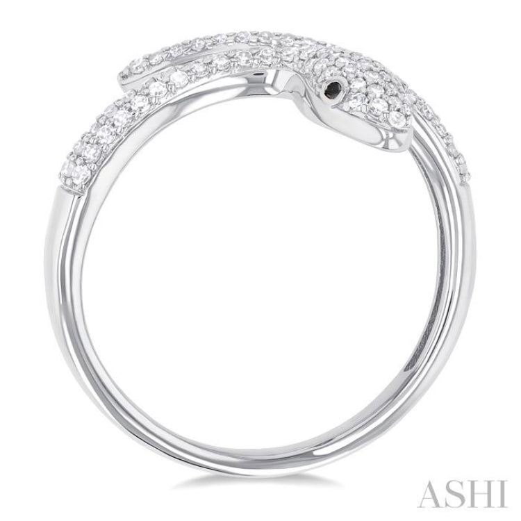 1/3 ctw Petite Serpent Round Cut Diamond Open Center Fashion Ring in 10K White Gold