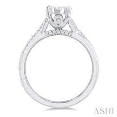 1/2 ctw Round Shape Lovebright Split Entwined Shank Round Cut Diamond Engagement Ring in 14K White Gold