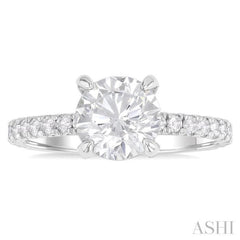 1/2 ctw Round Shape Semi-Mount Diamond Engagement Ring in 14K White Gold