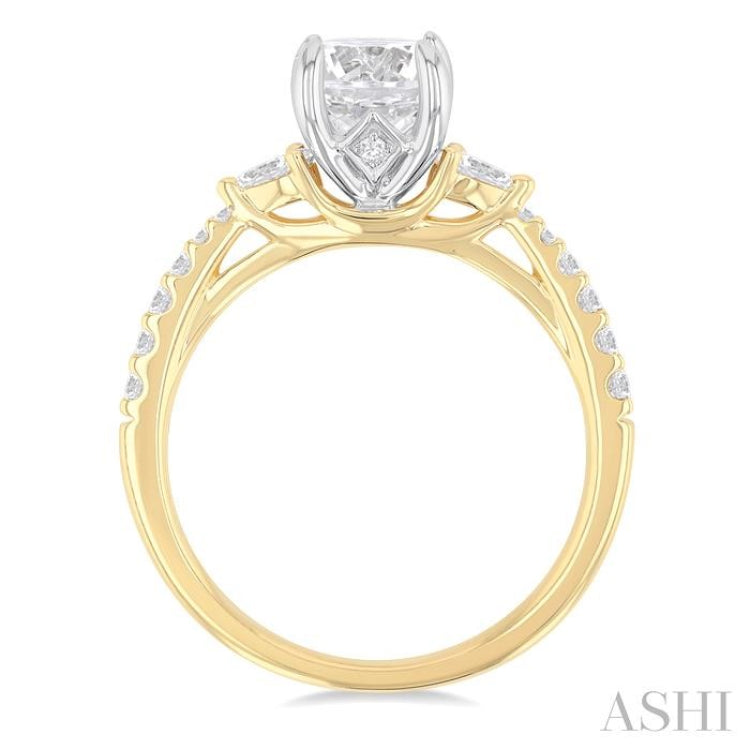 3/8 ctw Pear and Round Cut Diamond Semi-Mount Engagement Ring in 14K Yellow and White Gold