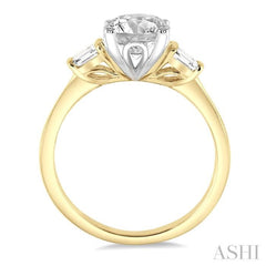 1/5 Ctw Round Shape Baguette Diamond Semi-Mount Engagement Ring in 14K Yellow and White Gold