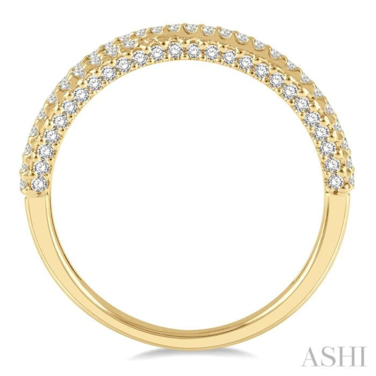 1/2 ctw Split Crisscross Shank Round Cut Diamond Stackable Fashion Band in 14K Yellow Gold