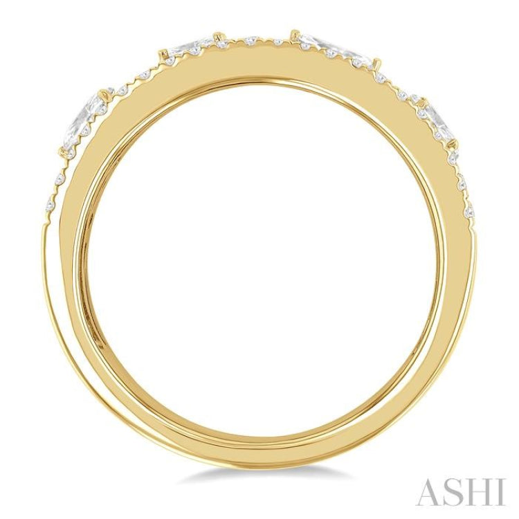 5/8 ctw Mixed Shape Cut Diamond Fashion Wide Band in 14K Yellow Gold