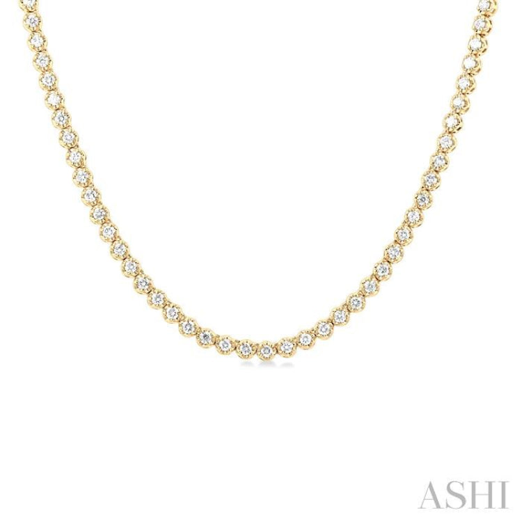 3 ctw Illusion Round Cut Diamond Eternity Tennis Necklace in 14K Yellow Gold