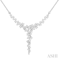 1 ctw Waterfall Mixed Cut Diamond Scatter Necklace in 14K White Gold