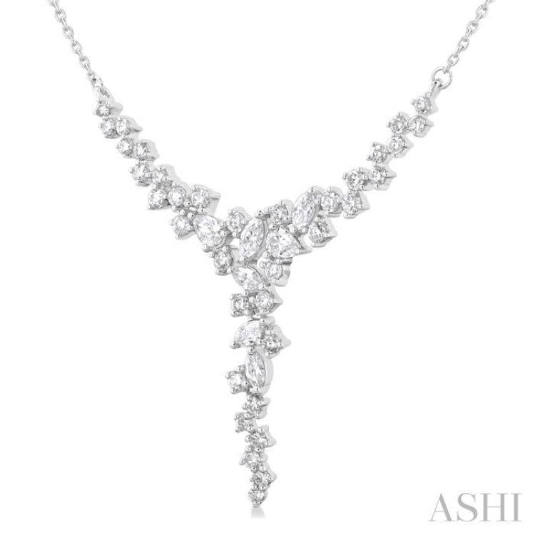 1 ctw Waterfall Mixed Cut Diamond Scatter Necklace in 14K White Gold