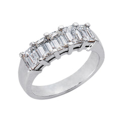 White Gold Diamond Emerald Cut Band