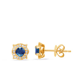 Yellow Gold Diamond & Sapphire Earring