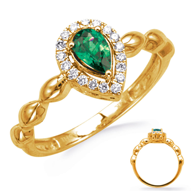 Yellow Gold Emerald & Diamond Ring