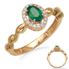 Yellow Gold Emerald & Diamond Ring