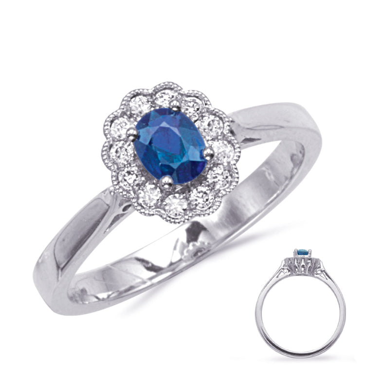 White Gold Sapphire & Diamond  Ring