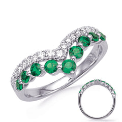 White Gold Emerald & Diamond  Ring