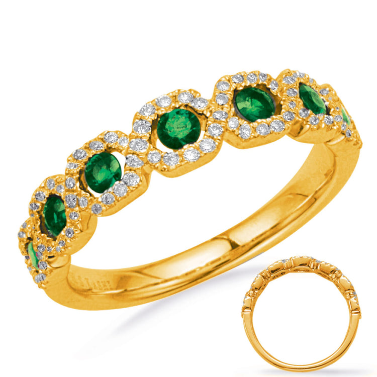 Yellow Gold Emerald & Diamond Ring