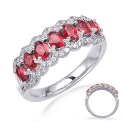 White Gold Ruby & Diamond Ring