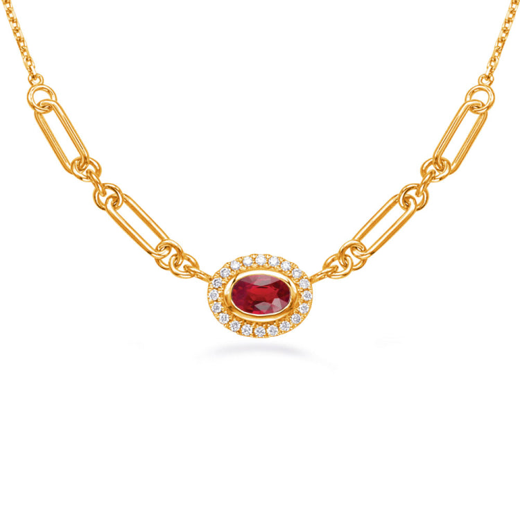 Yellow Gold Diamond & Ruby Necklace