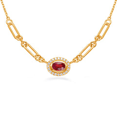 Yellow Gold Diamond & Ruby Necklace