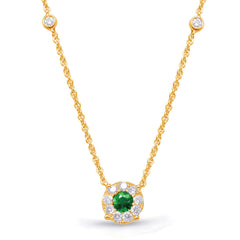 Yellow Gold Diamond & Emerald Necklace