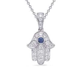 White Gold Diamond & Sapphire Pendant