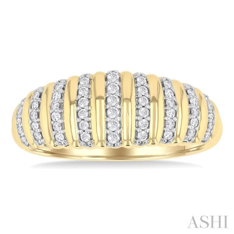 1/5 Ctw Ribbed Dome Shape Round Cut Diamond Fashion Ring in 10K Yellow Gold