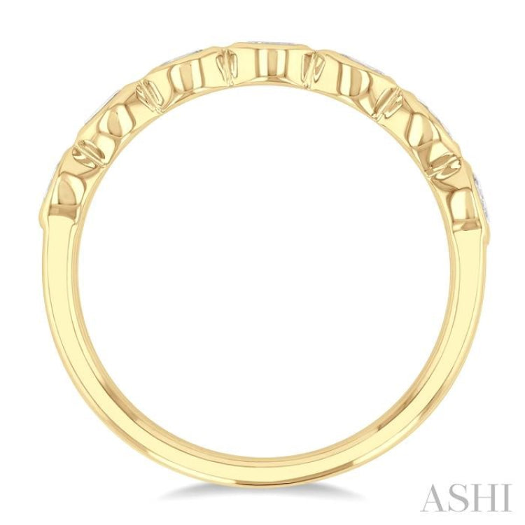 3/4 ctw East-West Set Oval Cut Bezel Diamond Stackable Fashion Band in 14K Yellow Gold