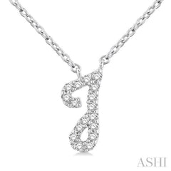 1/20 Ctw Initial 'J' Round cut Diamond Pendant With Chain in 10K White Gold