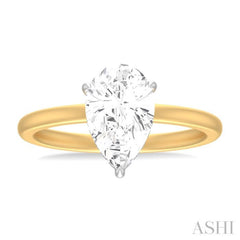 1/10 Ctw Pear Shape Round Cut Diamond Semi Mount Engagement Ring in 14K Yellow and White Gold