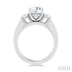 1/2 Ctw Tri-Mount Past, Present and Future Round Cut Diamond Semi Mount Engagement Ring in 14K White Gold