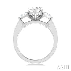 1/2 Ctw Pear Shape Trillion Cut & Round Cut Diamond Semi Mount Engagement Ring in 14K White Gold