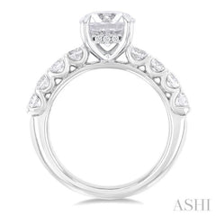 7/8 Ctw Round Shape Round Cut Diamond Semi Mount Engagement Ring in 14K White Gold