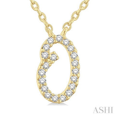 1/20 Ctw Initial 'O' Round cut Diamond Pendant With Chain in 14K Yellow Gold