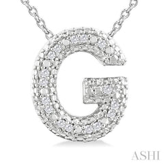 1/20 Ctw Bubble Accent Initial 'G' Round Cut Diamond Fashion Pendant With Chain in Sterling Silver