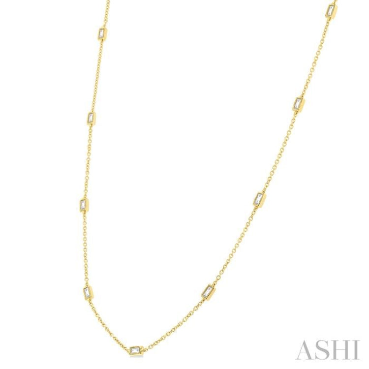 1/2 Ctw Baguette Cut Diamond Station Necklace in 14K Yellow Gold