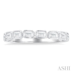 3/4 Ctw East-West Emerald Cut Bezel Diamond Fashion Band in 14K White Gold