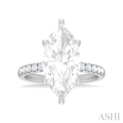 1/3 Ctw Marquise Shape Round Cut Diamond Semi Mount Engagement Ring in 14K White Gold